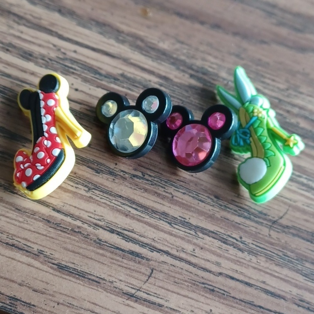 Bundle of CROCS charms. Disney Mickey, Minnie Mouse, heels, as shown